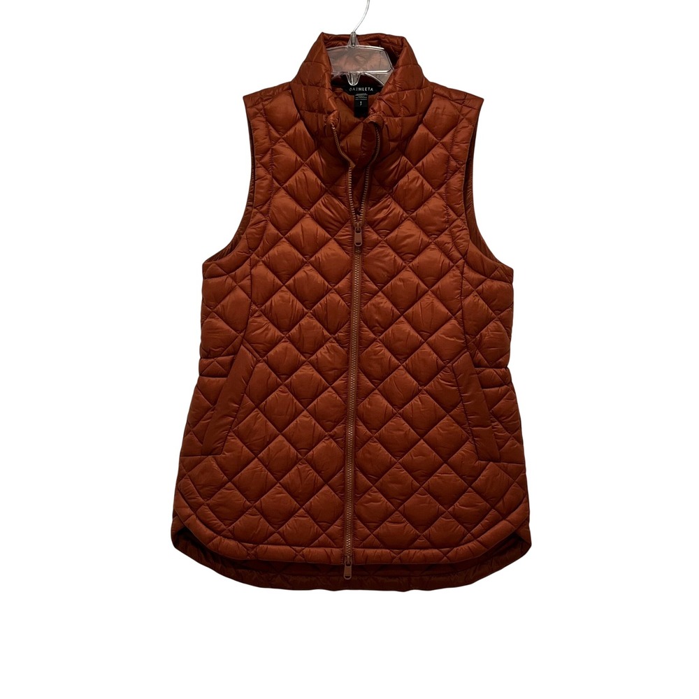 Athleta Quilted Sleeveless Vest in Rust
